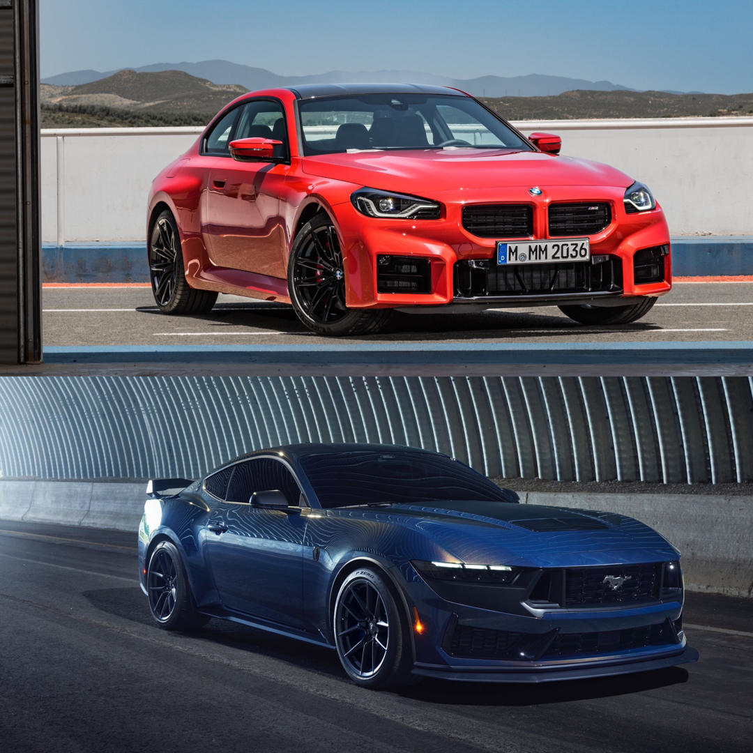 Photo Comparison: 2023 BMW M2 vs 2023 Ford Mustang Dark Horse
