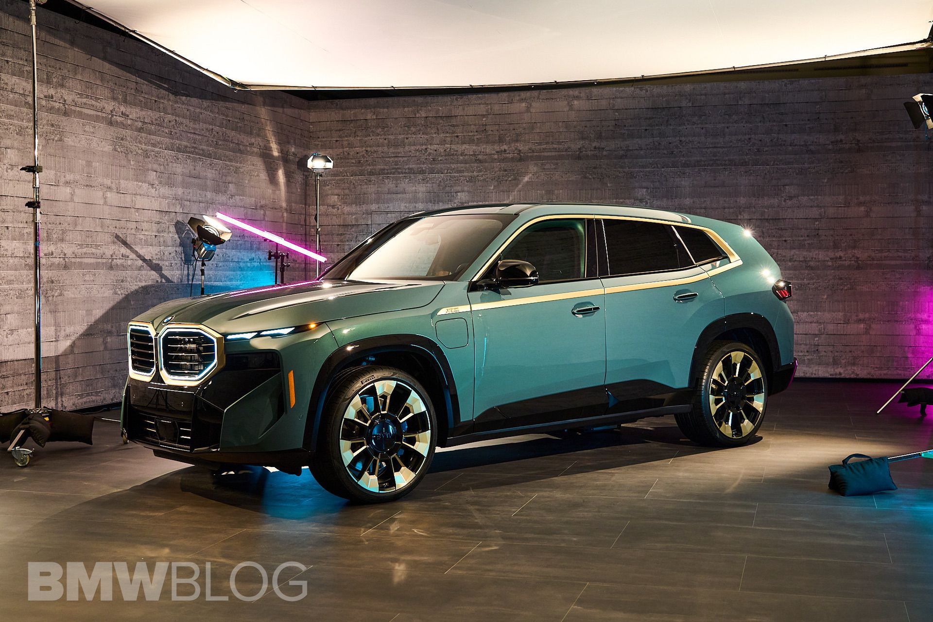 BMW XM Filmed On A Rainy Day In Cape York Green With Gold Trim